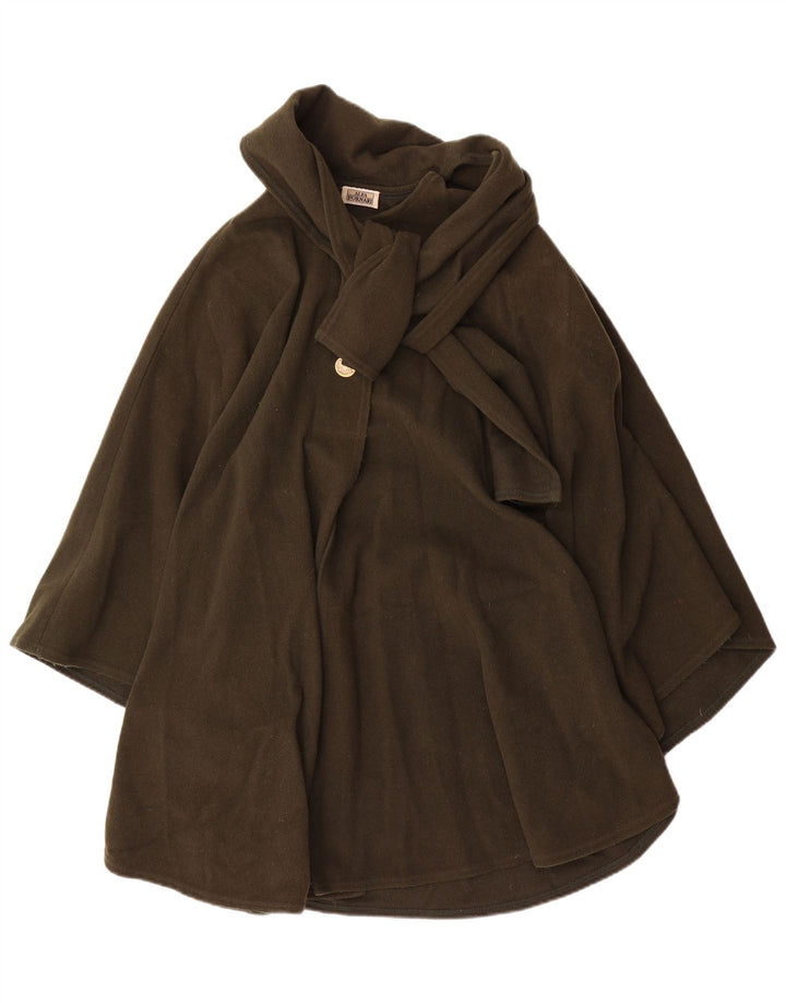 Alba Fornari Womens Poncho Coat One Size Khaki Wool