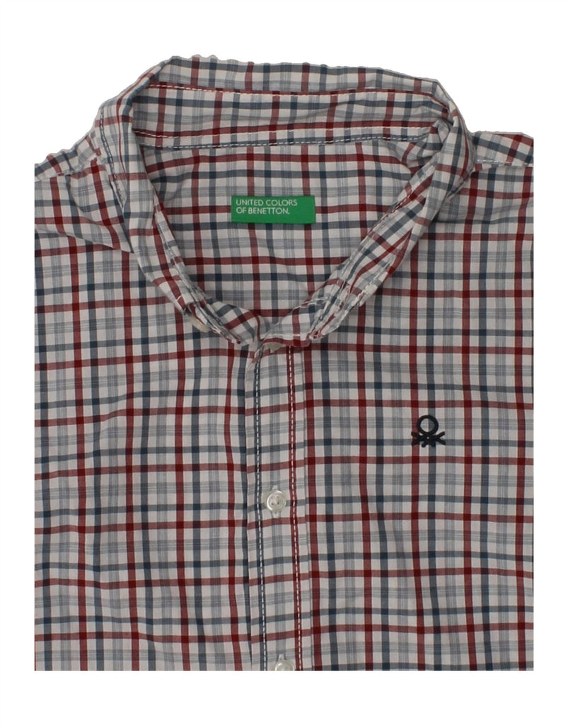 BENETTON Boys Shirt 10-11 Years XL  Grey Check Cotton | Vintage Benetton | Thrift | Second-Hand Benetton | Used Clothing | Messina Hembry 