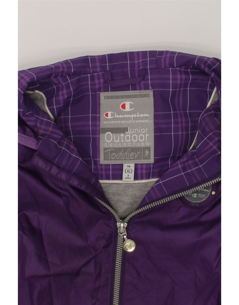 CHAMPION Girls Hooded Rain Jacket 2-3 Years XL Purple Polyester | Vintage Champion | Thrift | Second-Hand Champion | Used Clothing | Messina Hembry 