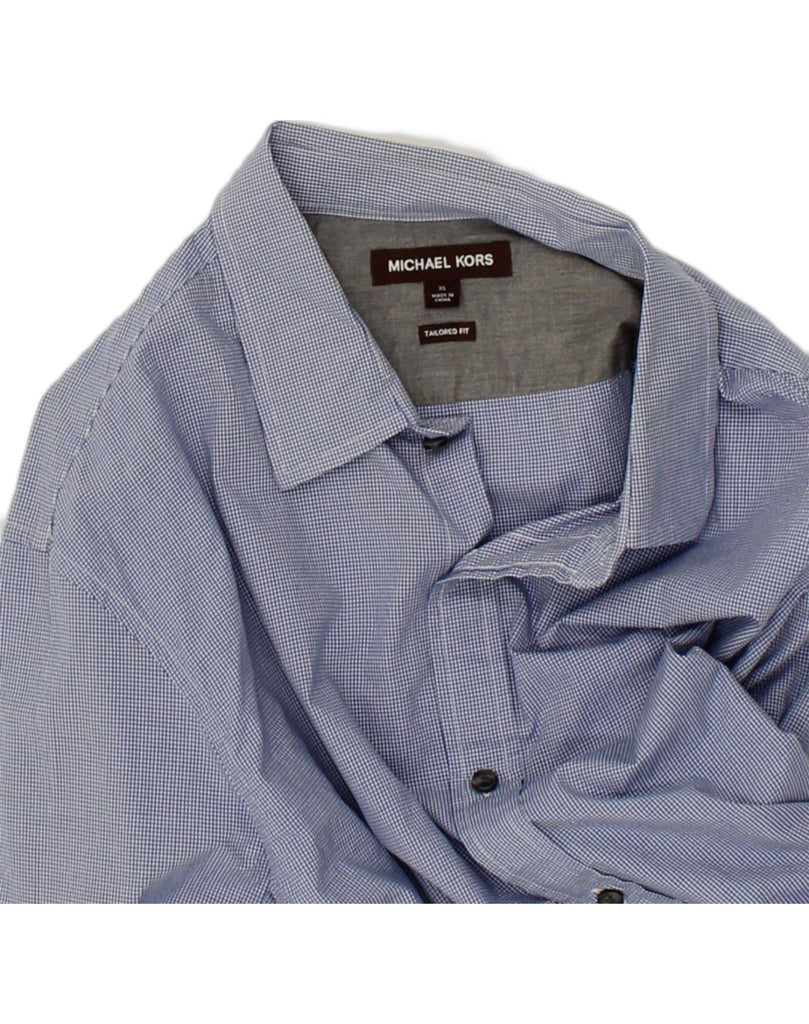 MICHAEL KORS Mens Tailored Fit Shirt XL Blue Check Cotton | Vintage Michael Kors | Thrift | Second-Hand Michael Kors | Used Clothing | Messina Hembry 