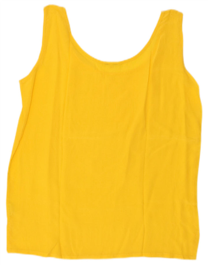Vintage Womens Sleeveless Blouse Top UK 10 Small Yellow Silk