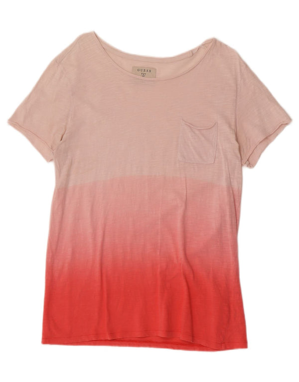 Guess Mens T-Shirt Top UK 36 XS Pink Colourblock Cotton