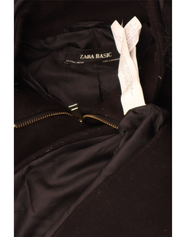 Zara Womens Hooded Bomber Jacket UK 14 Medium Black Polyester