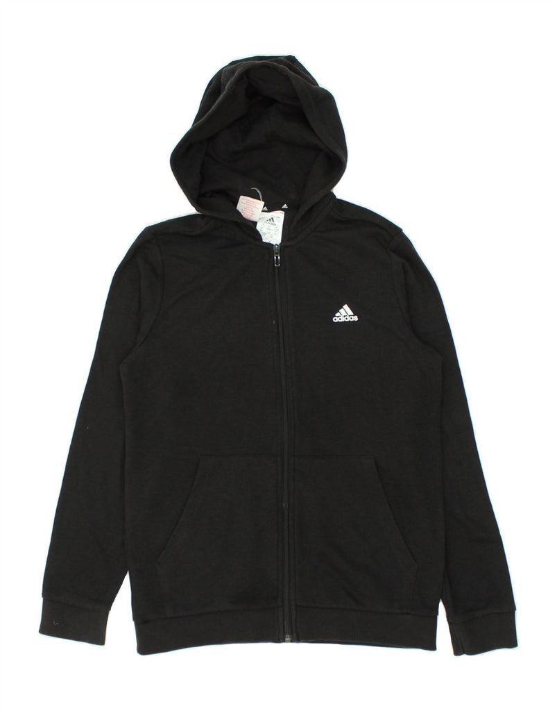 ADIDAS Boys Graphic Zip Hoodie Sweater 13-14 Years Black Cotton | Vintage Adidas | Thrift | Second-Hand Adidas | Used Clothing | Messina Hembry 