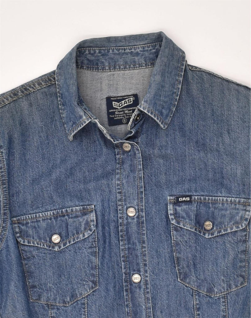 GAS Mens Denim Shirt Small Blue | Vintage Gas | Thrift | Second-Hand Gas | Used Clothing | Messina Hembry 