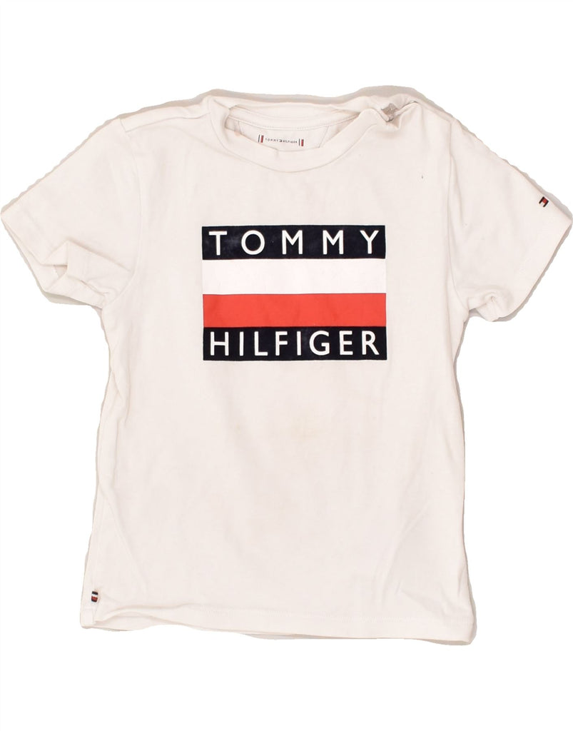 TOMMY HILFIGER Baby Boys Graphic T-Shirt Top 12-18 Months White Cotton | Vintage Tommy Hilfiger | Thrift | Second-Hand Tommy Hilfiger | Used Clothing | Messina Hembry 