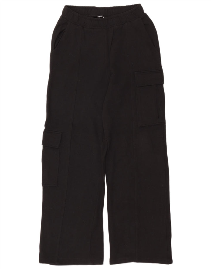 Zara Womens Cargo Tracksuit Trousers UK 10 Small Black Cotton