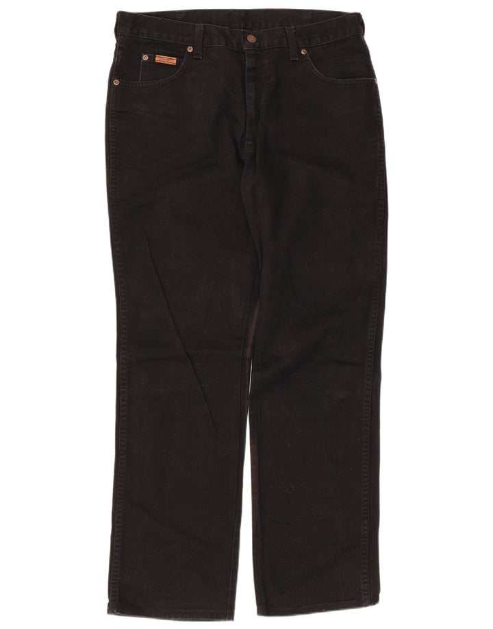 Wrangler Mens Texas Straight Jeans W34 L31 Black Cotton