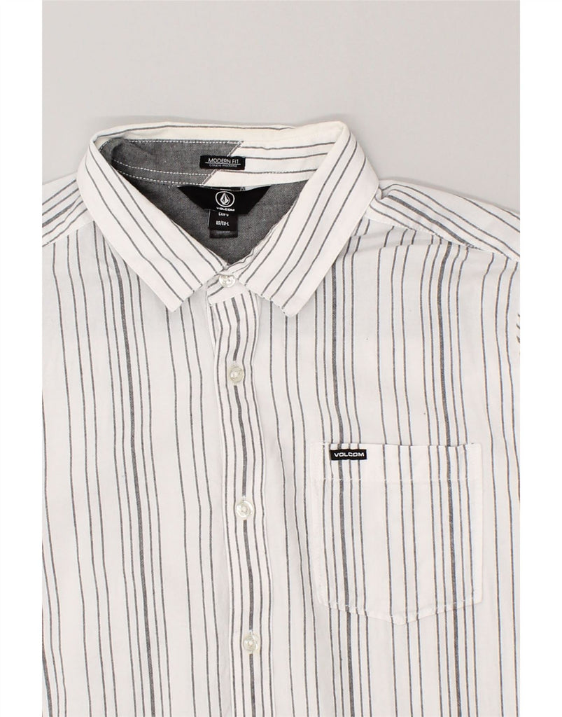 VOLCOM Mens Modern Fit Shirt Large White Striped Cotton | Vintage Volcom | Thrift | Second-Hand Volcom | Used Clothing | Messina Hembry 