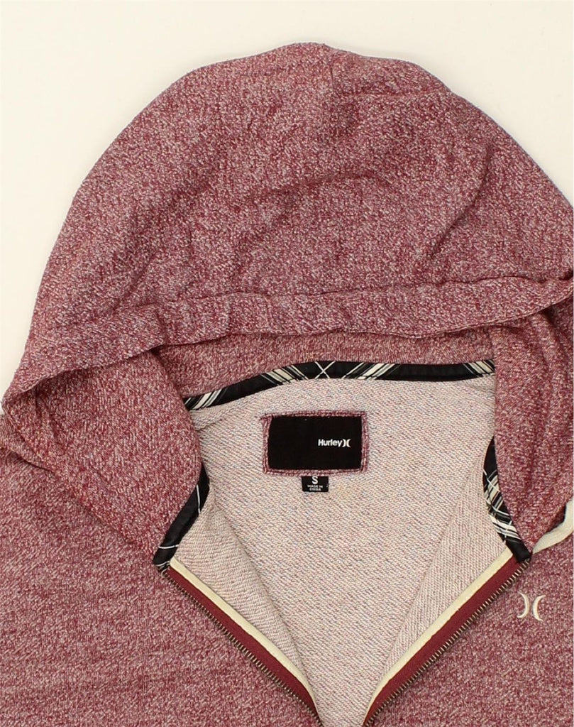 HURLEY Mens Zip Hoodie Sweater Small Burgundy Flecked Cotton | Vintage Hurley | Thrift | Second-Hand Hurley | Used Clothing | Messina Hembry 