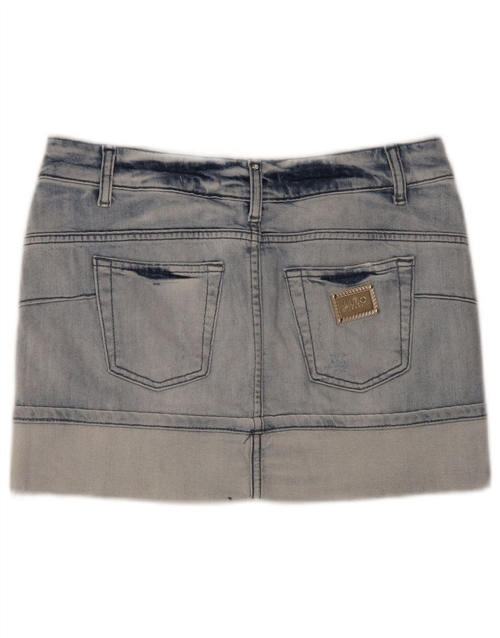 Liu Jo Womens Distressed Mini Denim Skirt W28 Medium Blue Cotton