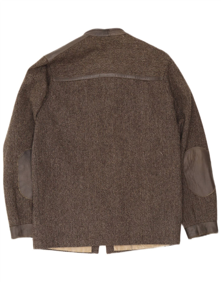 Vintage Mens Bomber Jacket UK 38 Medium Grey Herringbone