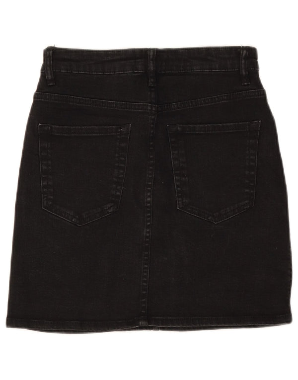Zara Womens Denim Skirt Small W26 Black Cotton