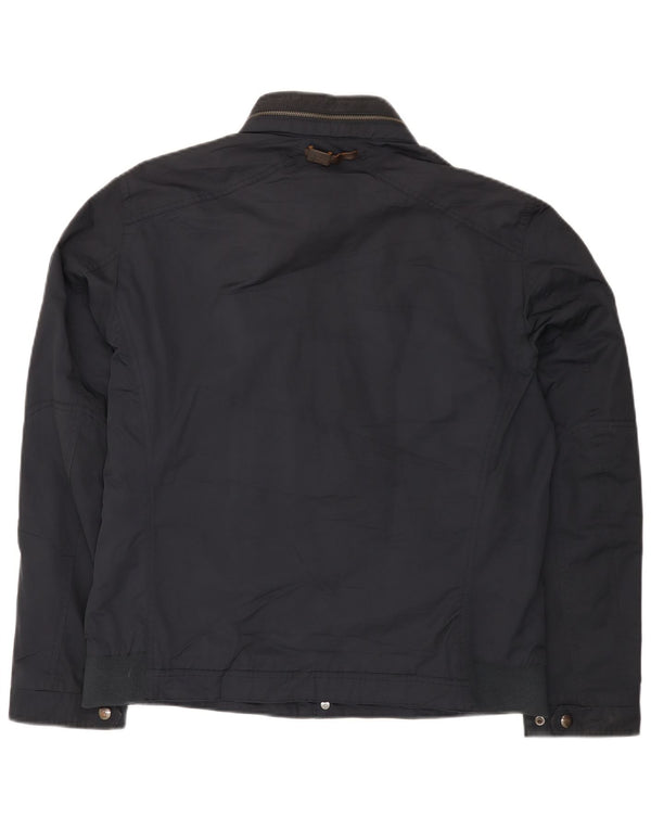 Massimo Dutti Mens Hooded Utility Jacket UK 42 XL Navy Blue Cotton