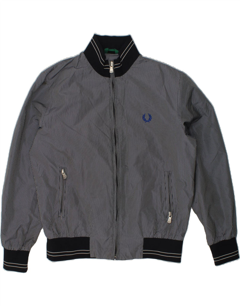 FRED PERRY Boys Bomber Jacket 9-10 Years Blue Check Polyester | Vintage Fred Perry | Thrift | Second-Hand Fred Perry | Used Clothing | Messina Hembry 