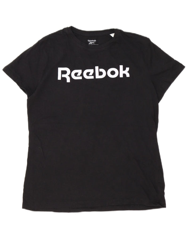 Adidas Womens Graphic T-Shirt Top UK 16/18 Large Black Cotton