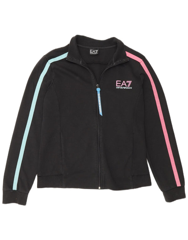 Emporio Armani Womens Tracksuit Top Jacket UK 14 Medium Black Colourblock