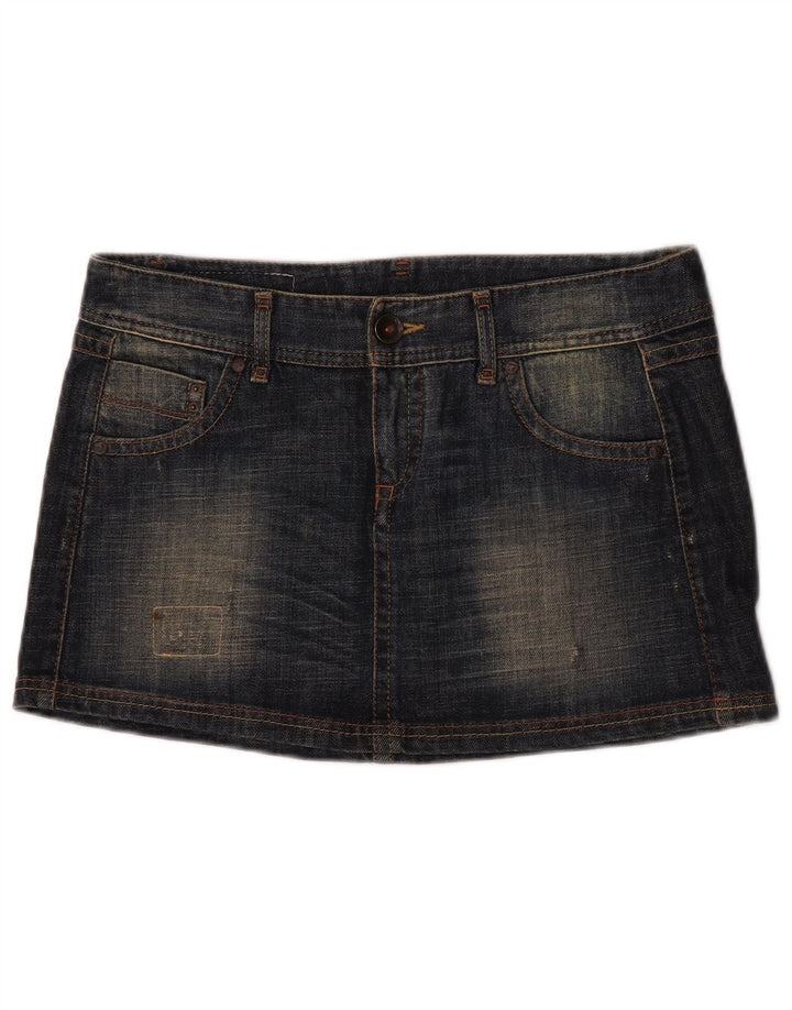 Benetton Womens Mini Denim Skirt IT 44 Medium W32 Navy Blue