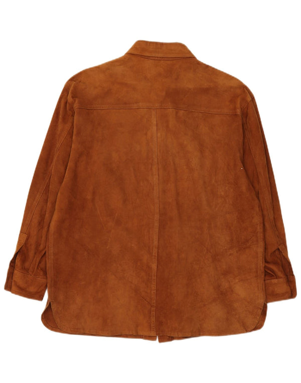 Vintage Womens Overshirt Suede Shirt IT 42 Medium Brown
