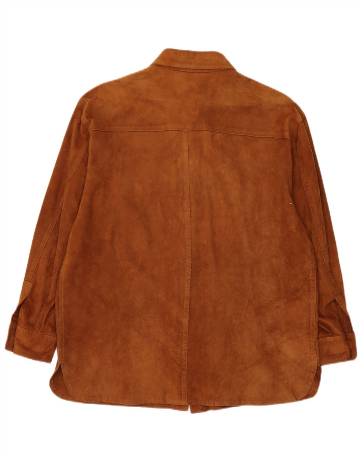 Vintage Womens Overshirt Suede Shirt IT 42 Medium Brown