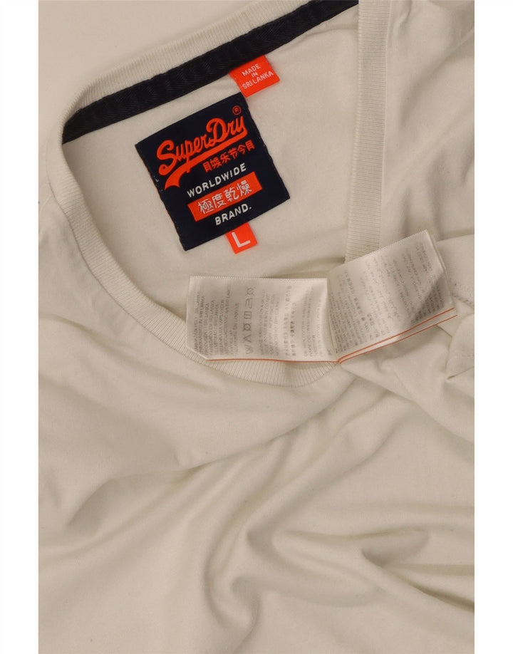 Superdry Mens T-Shirt Top Large White Cotton