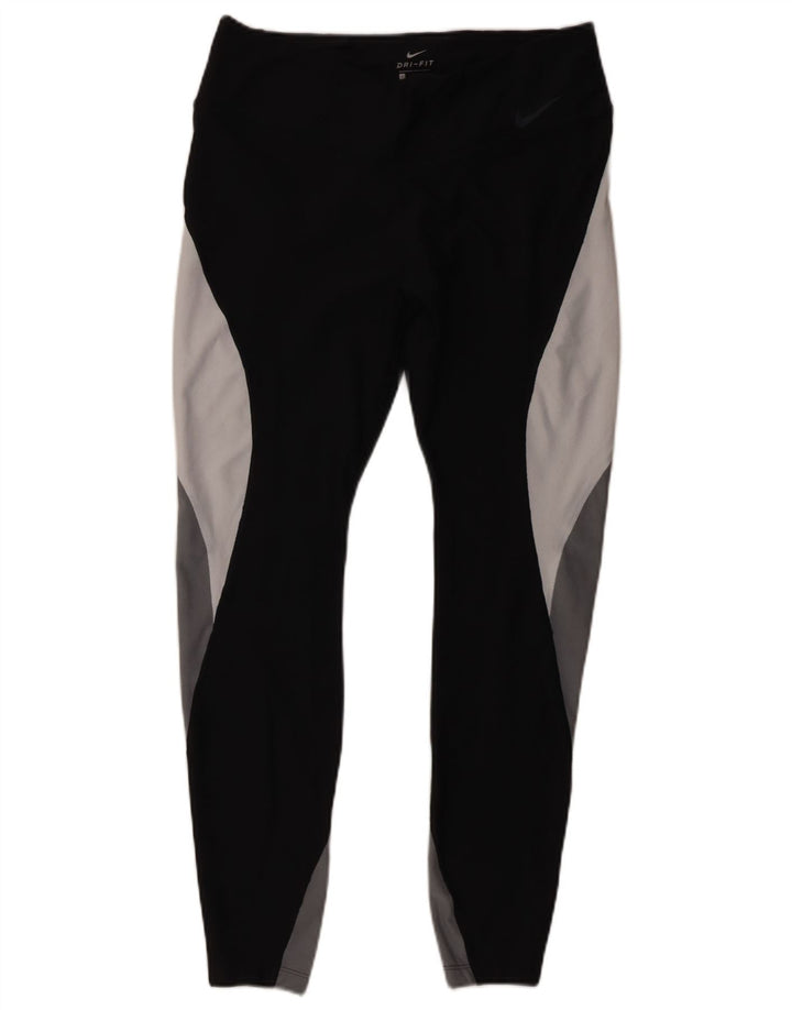 Nike Womens Dri Fit Leggings UK 14 Large Black Colourblock