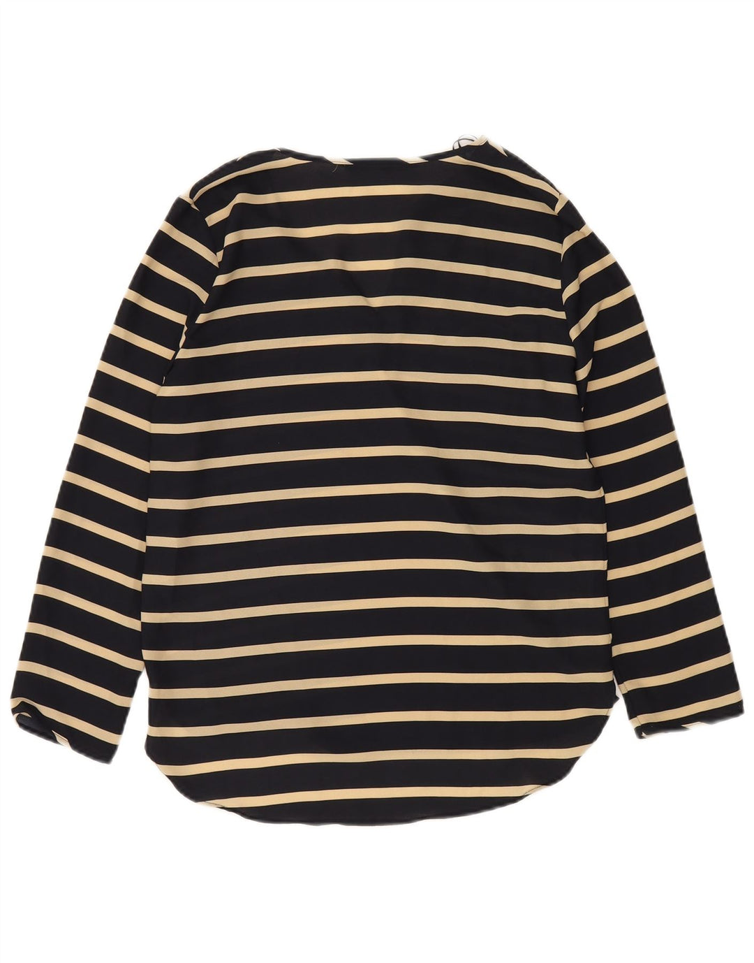 Zara Womens Long Sleeve Blouse Top UK 10 Small Navy Blue Striped