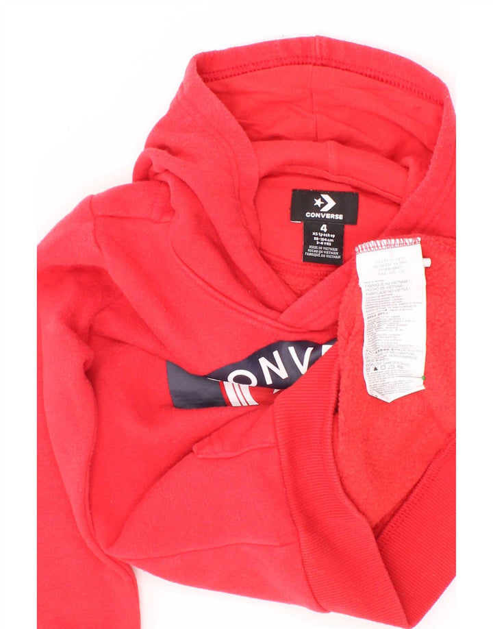 Converse Boys Graphic Hoodie Jumper 3-4 Years Red Cotton