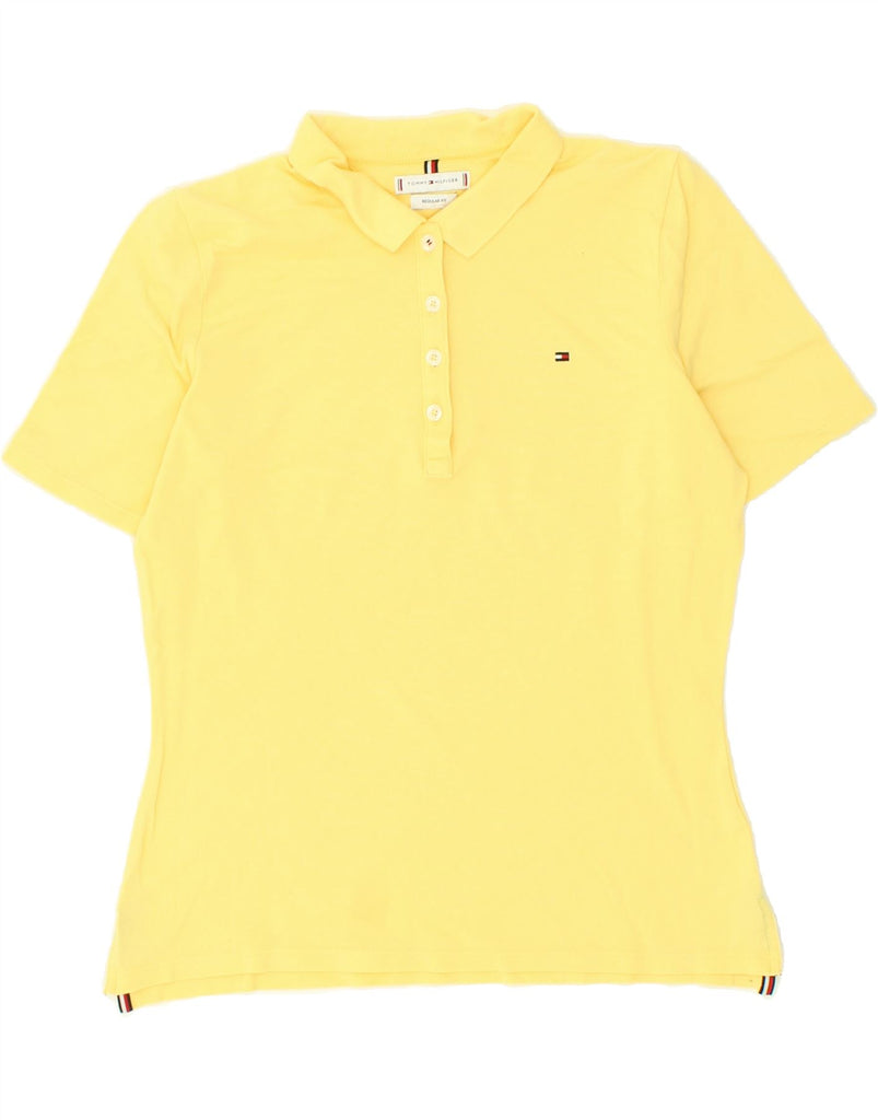 TOMMY HILFIGER Womens Regular Fit Polo Shirt UK 14 Medium Yellow | Vintage Tommy Hilfiger | Thrift | Second-Hand Tommy Hilfiger | Used Clothing | Messina Hembry 