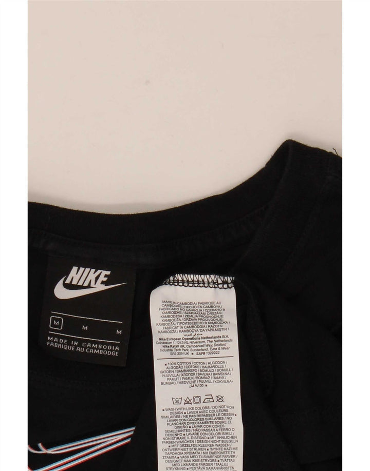 Nike Womens Crop T-Shirt Top UK 14 Medium Black Cotton