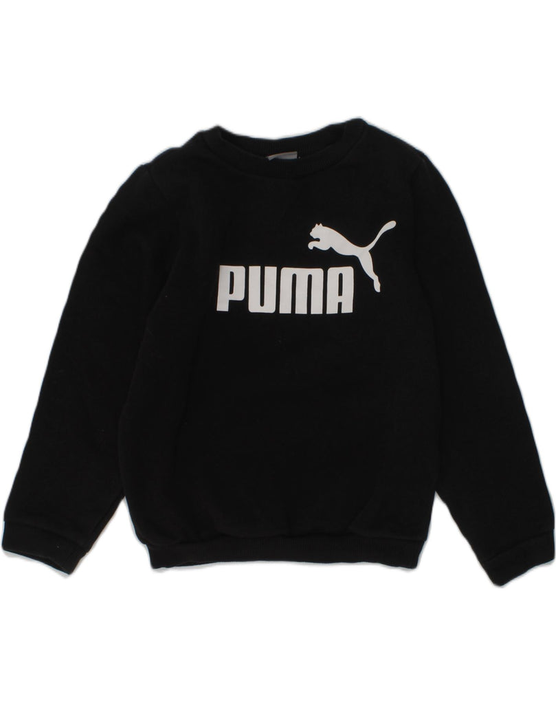 PUMA Boys Graphic Sweatshirt Jumper 3-4 Years Black Cotton | Vintage Puma | Thrift | Second-Hand Puma | Used Clothing | Messina Hembry 