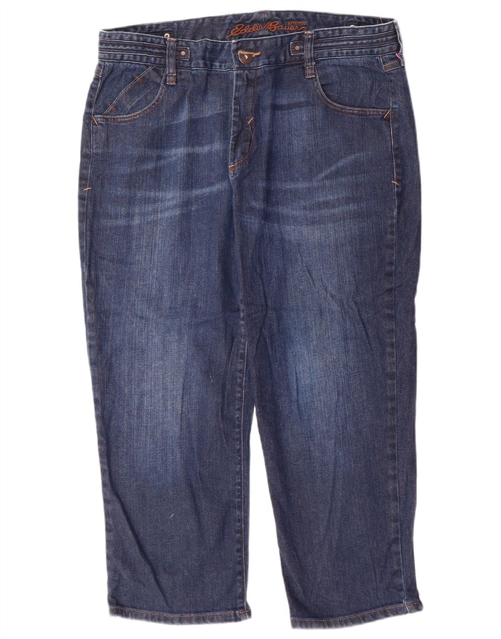 EDDIE BAUER Womens Tall Capri Jeans US 12 Large W34 L23 Navy Blue Cotton