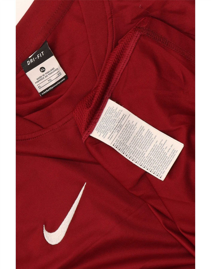 Nike Mens Dri Fit T-Shirt Top XL Burgundy Polyester