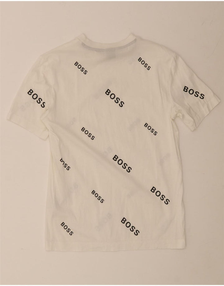 Hugo Boss Mens Graphic T-Shirt Top Small White Cotton