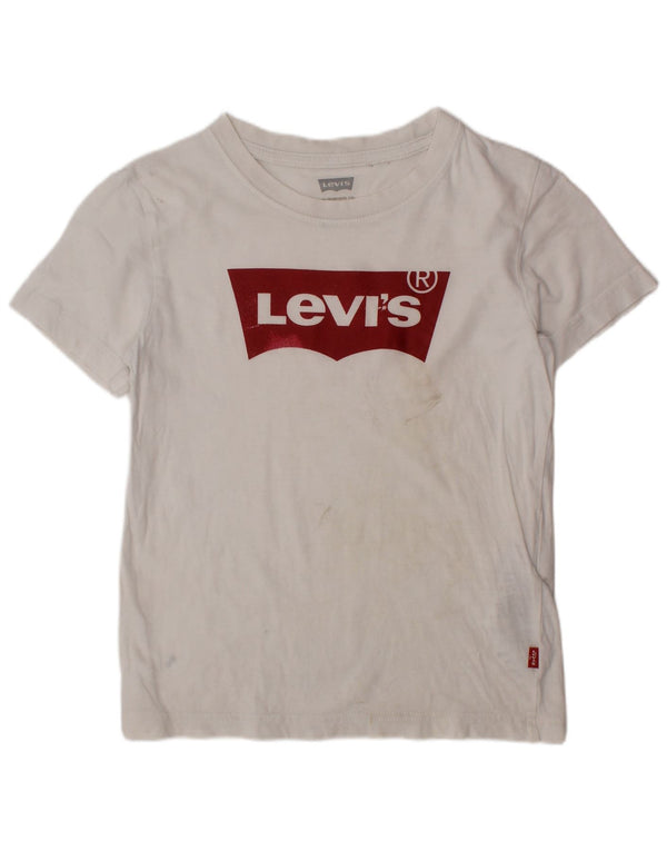 LEVI'S Girls Graphic T-Shirt Top 5-6 Years White Cotton