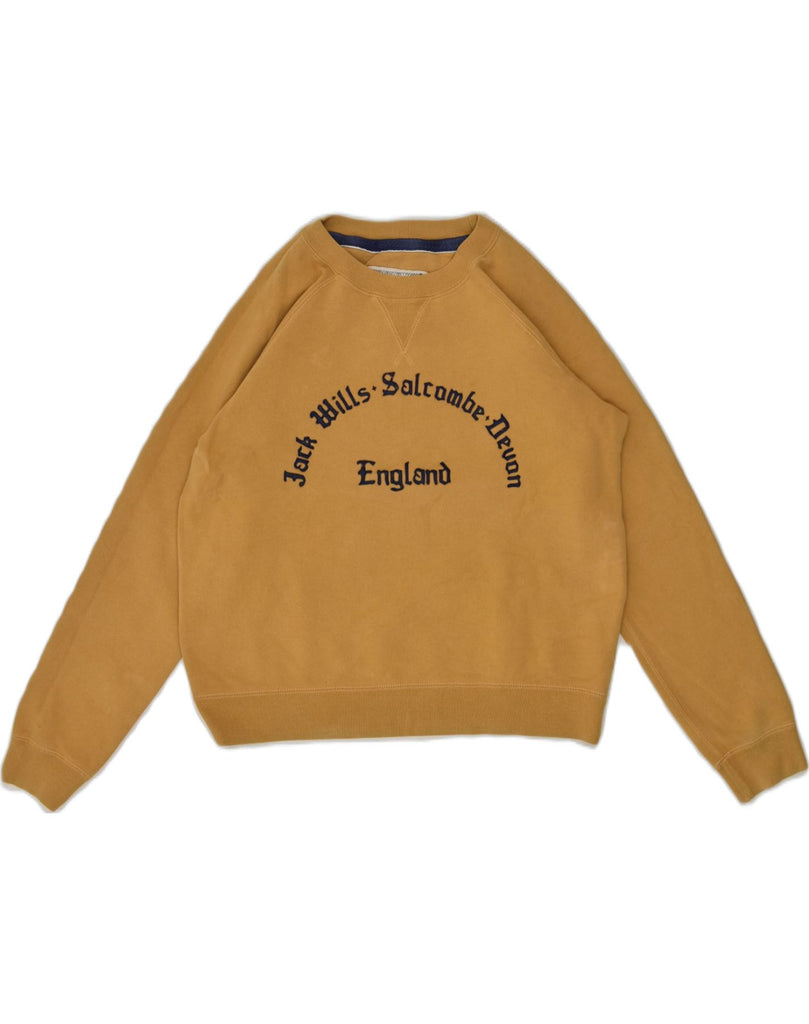 JACK WILLS Womens Crop Graphic Sweatshirt Jumper UK 10 Small  Yellow | Vintage Jack Wills | Thrift | Second-Hand Jack Wills | Used Clothing | Messina Hembry 