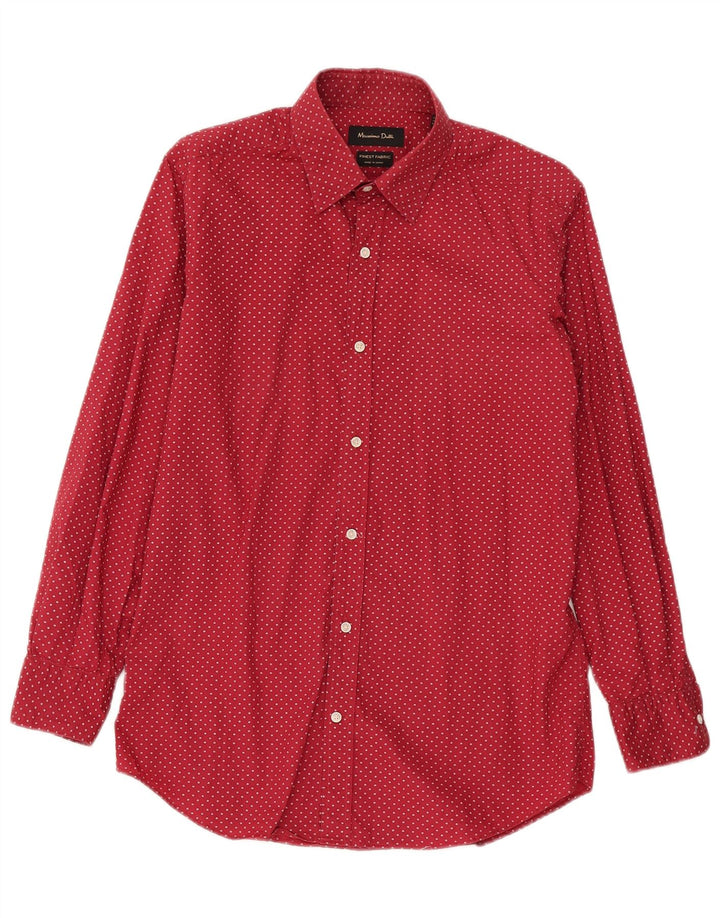 Massimo Dutti Mens Shirt Small Red Spotted Cotton