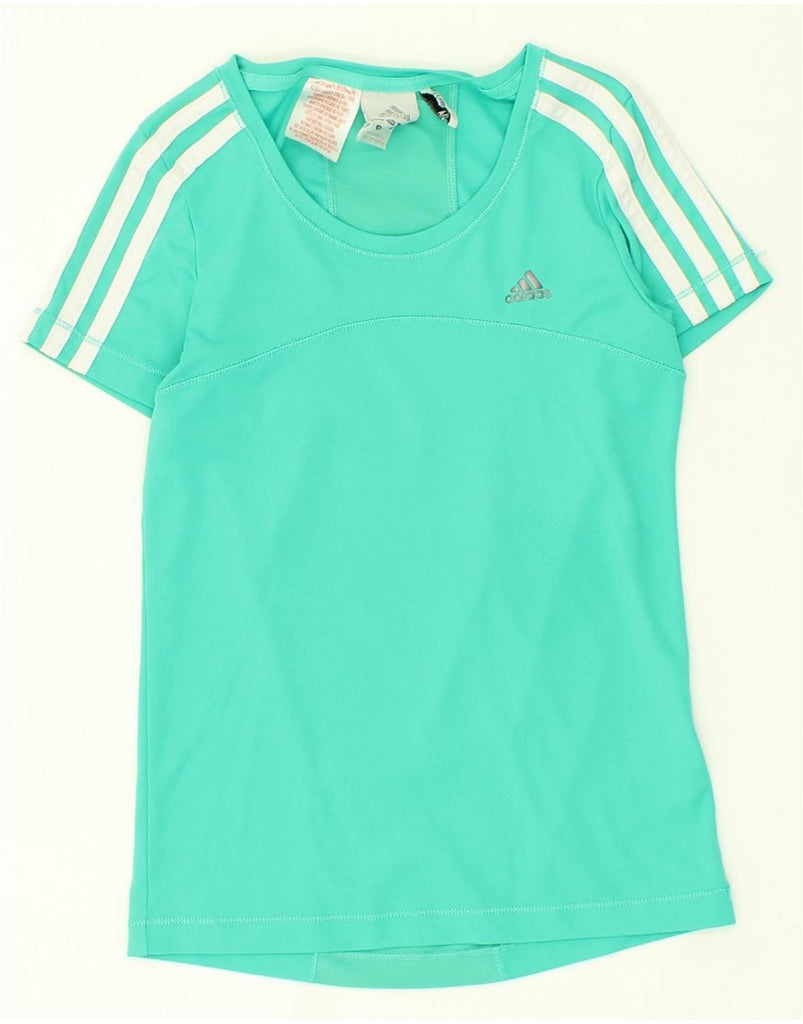 ADIDAS Girls Climalite Graphic T-Shirt Top 11-12 Years Turquoise Polyester | Vintage Adidas | Thrift | Second-Hand Adidas | Used Clothing | Messina Hembry 