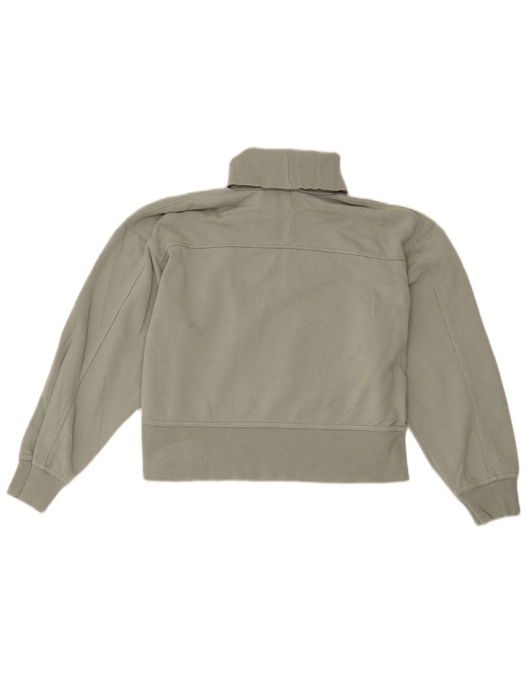 Zara Womens Crop Sweatshirt Jumper UK 14 Medium Green Cotton