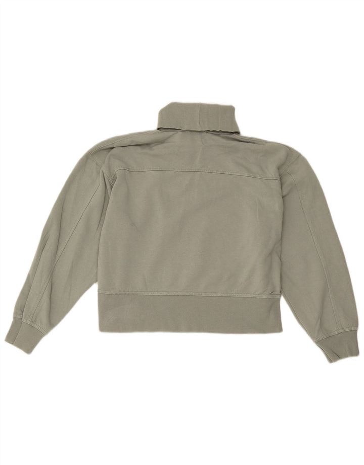 Zara Womens Crop Sweatshirt Jumper UK 14 Medium Green Cotton