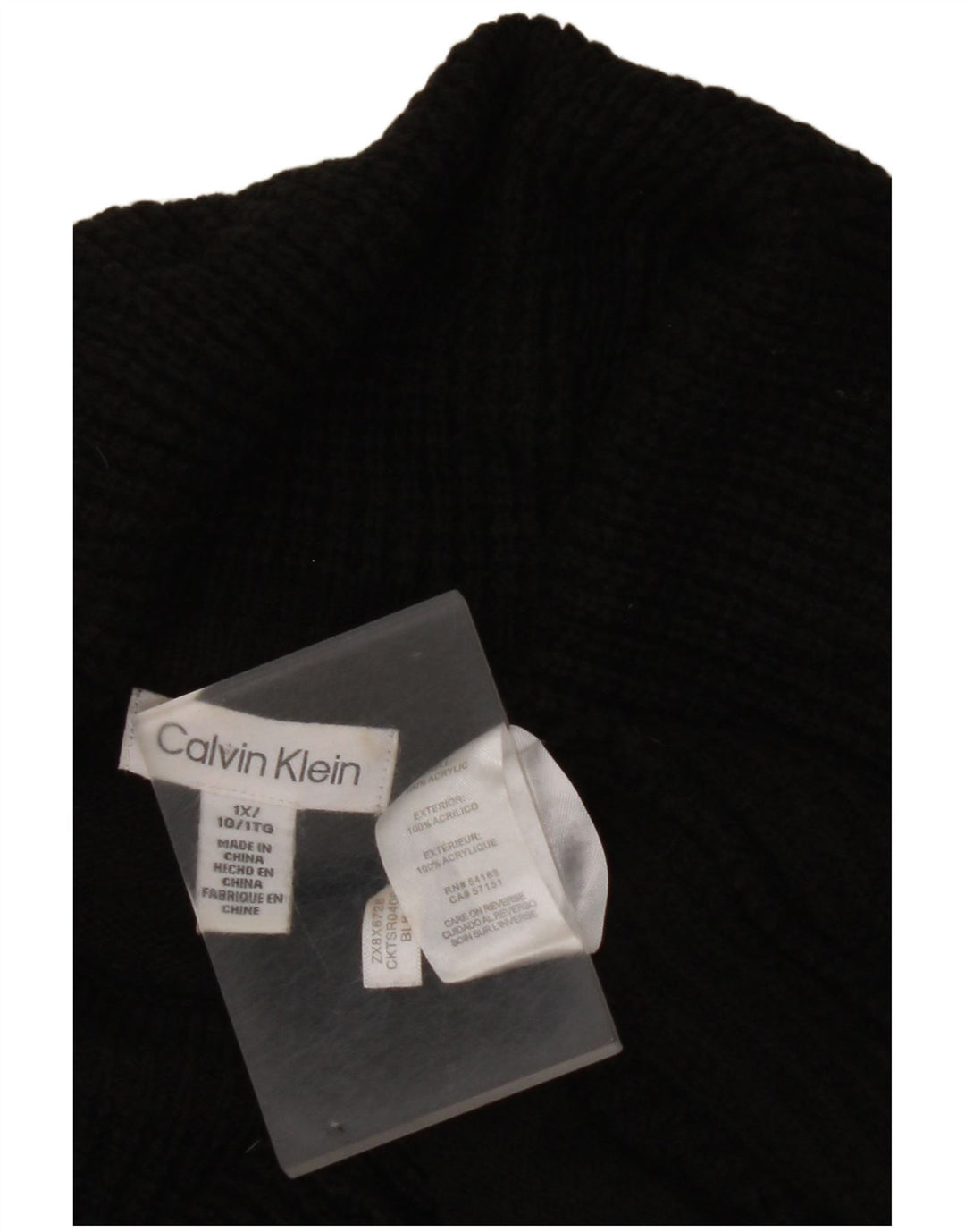 CALVIN KLEIN Womens Roll Neck Jumper Sweater UK 18 XL Black Acrylic