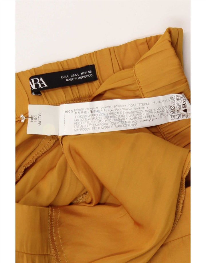 Zara Womens Crop Cargo Trousers Large W30 L23 Yellow Polyester