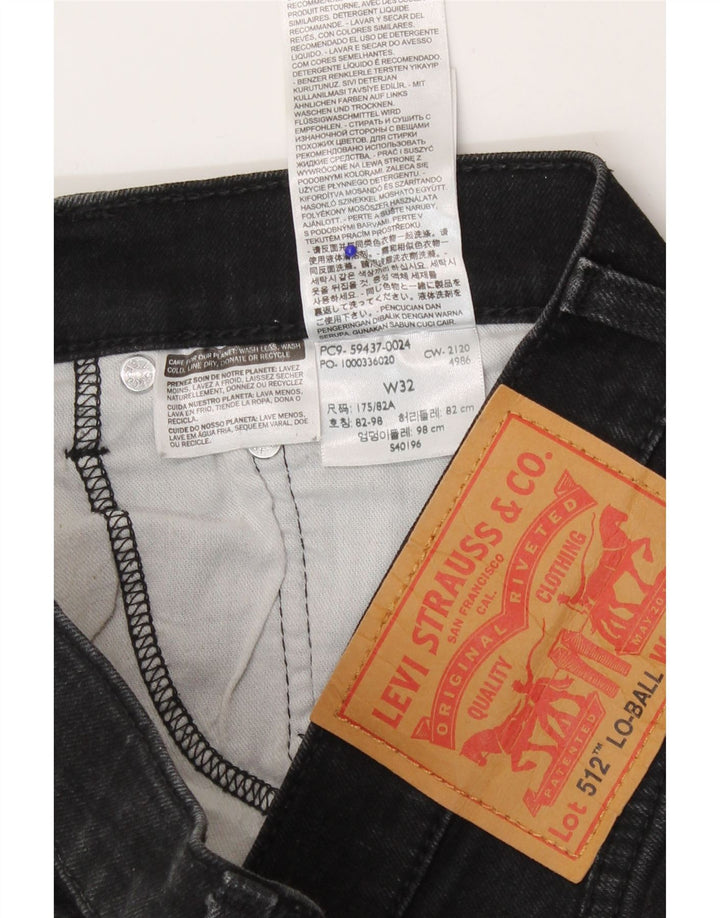 Levi's Mens 512 Slim Tapered Jeans W32 L31 Black Cotton