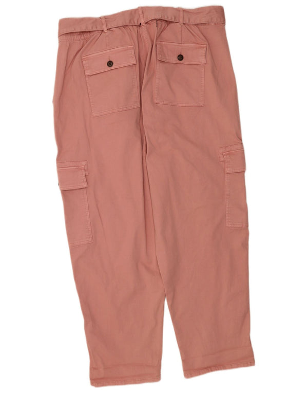 Marks & Spencer Womens Regular Cargo Trousers UK 22 3XL W42 L28 Pink Cotton