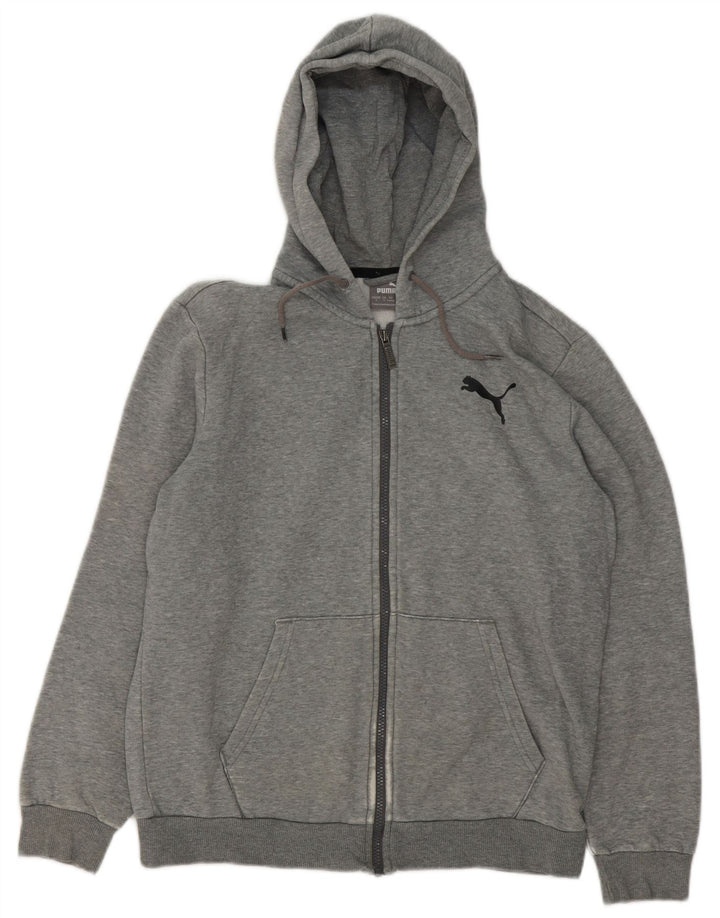 Puma Mens Zip Hoodie Sweater Small Grey Flecked