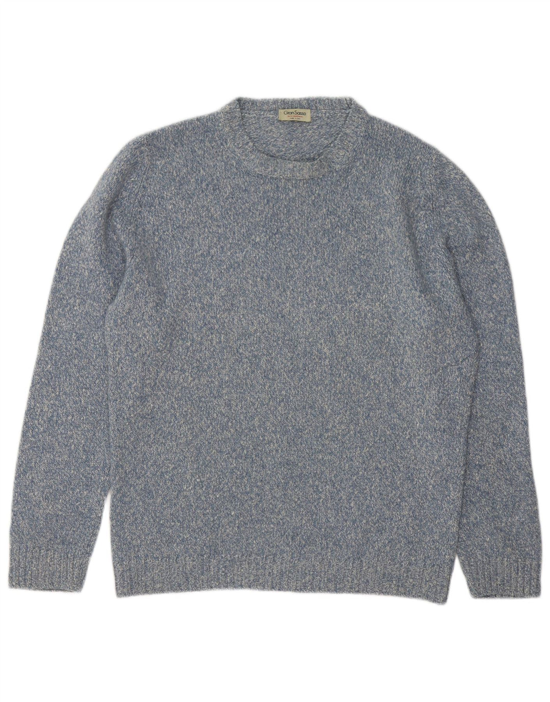 Gran Sasso Mens Crew Neck Jumper Sweater IT 48 Medium Blue Flecked Cashmere
