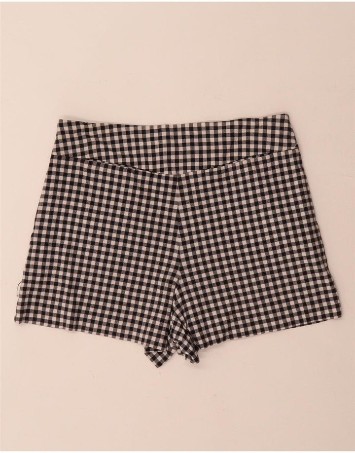 Zara Womens Trafaluc Hot Pants Medium W28  Black Gingham Cotton