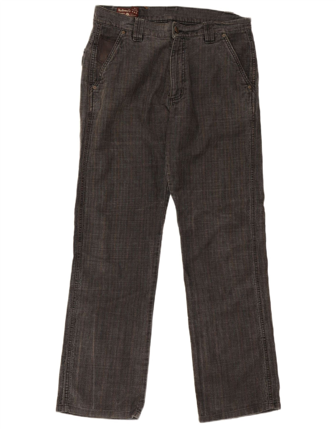 Marlboro Classics Mens Straight Chino Trousers W33 L31 Grey Herringbone