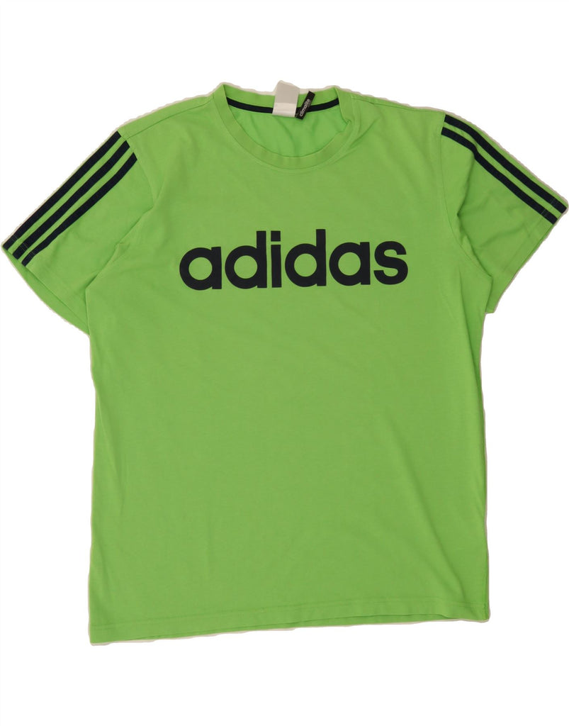 ADIDAS Mens Climalite Graphic T-Shirt Top Large Green Cotton Vintage Adidas and Second-Hand Adidas from Messina Hembry 