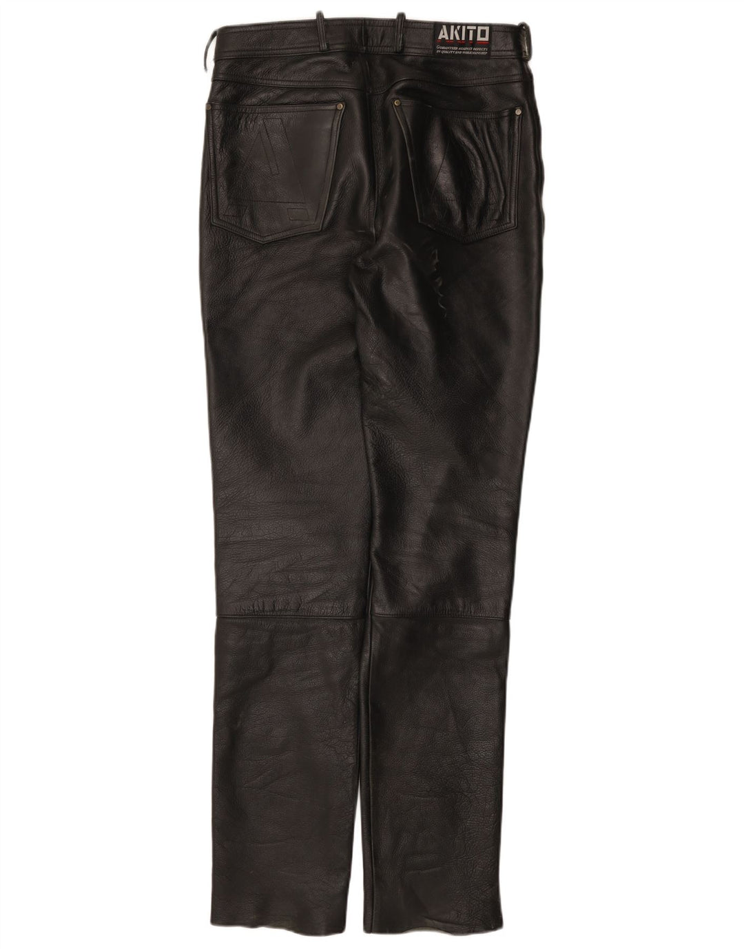 Akito Mens Slim Leather Trousers W32 L34 Black Leather